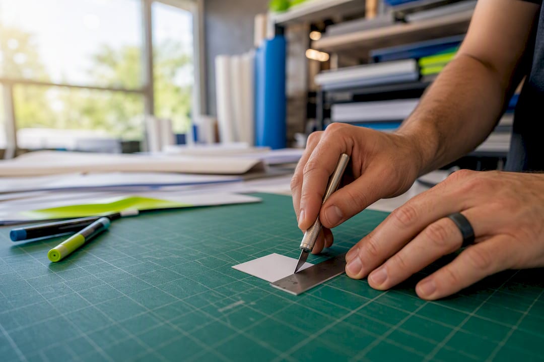 Hands trimming custom square business card