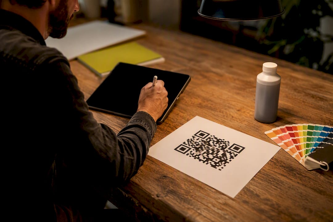 Designer preparing QR code print files