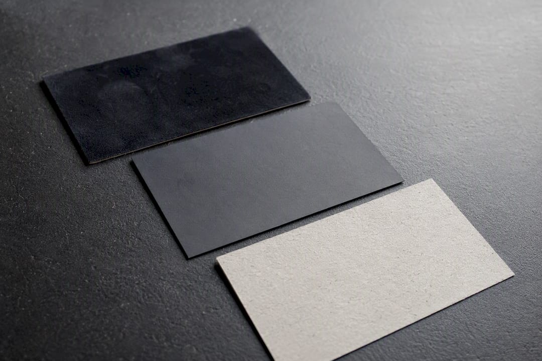 Close-up of different business card finishes and textures