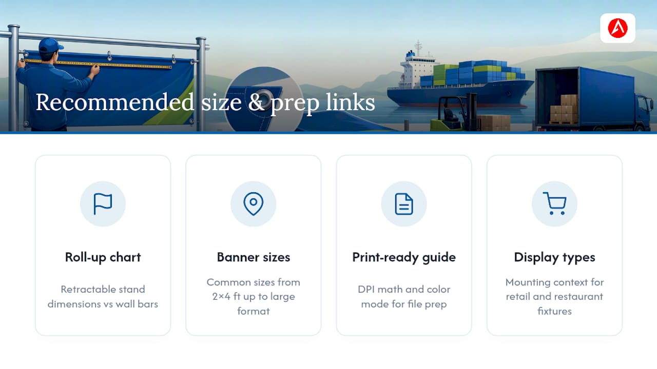 Recommended reference links for size charts and DPI checks — overview diagram
