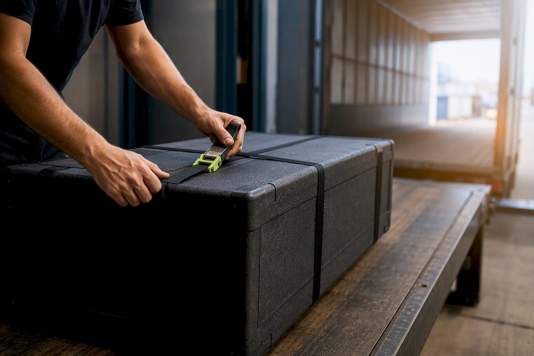 Securing a trade show display shipping case