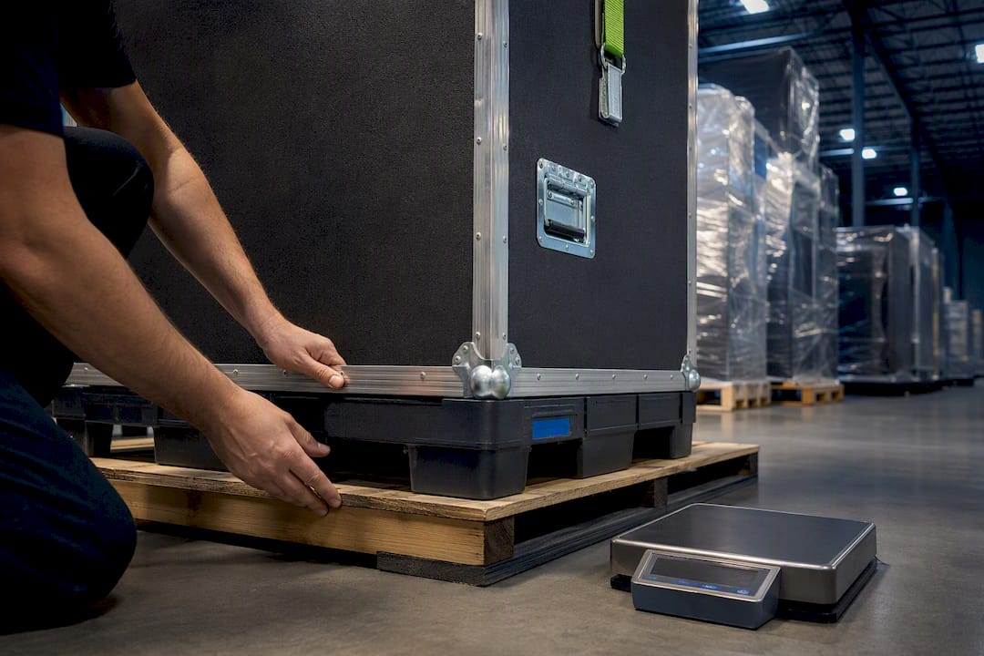 Shipping case staged for trade show freight