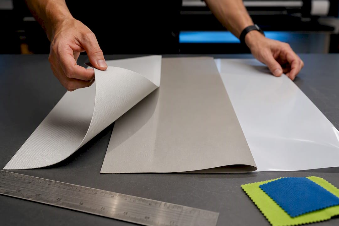 Vinyl fabric and poly film samples