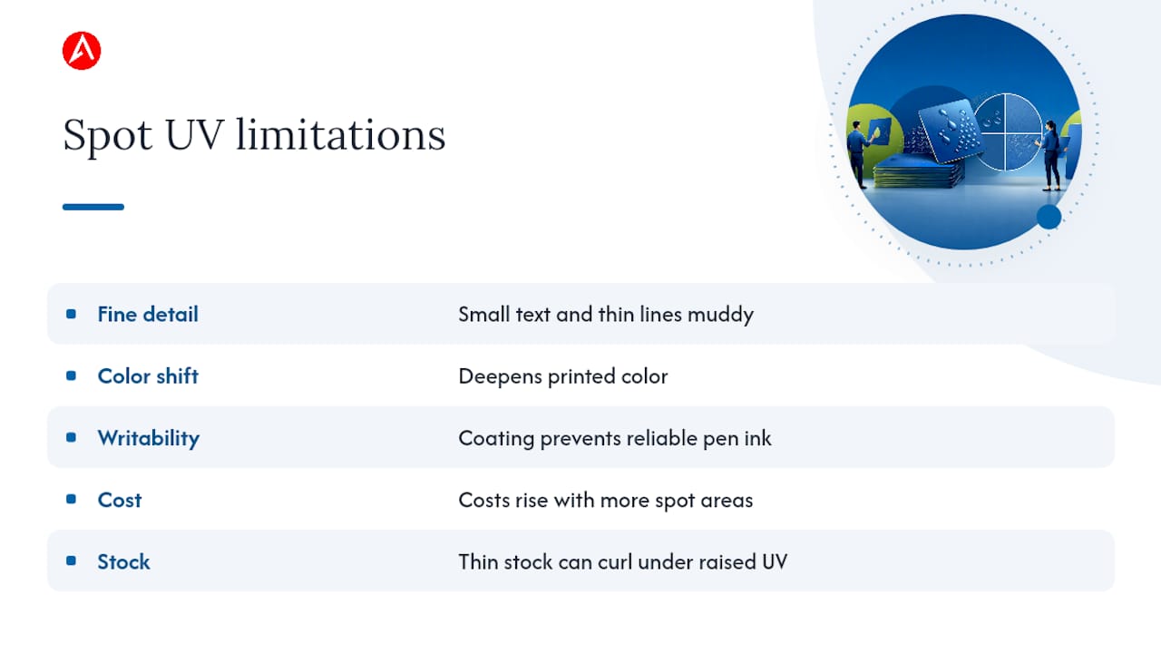 What Are the Limitations of Spot UV Printing? — overview diagram