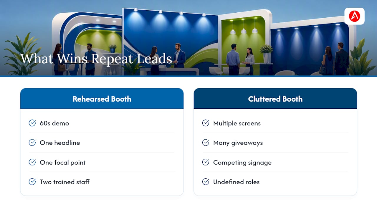 What Actually Wins Repeat Leads at a 10x10 Booth — overview diagram