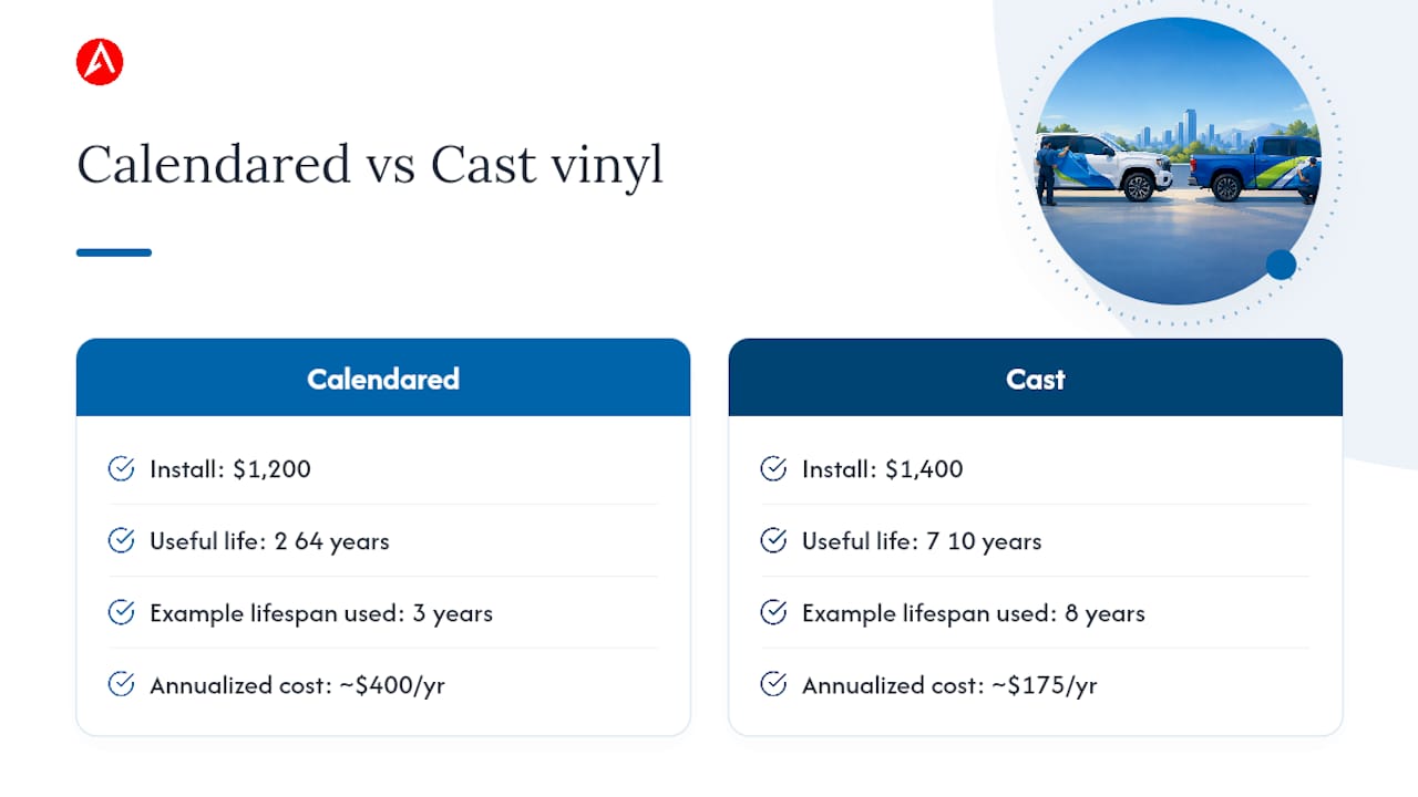 Annual cost comparison for vinyl types