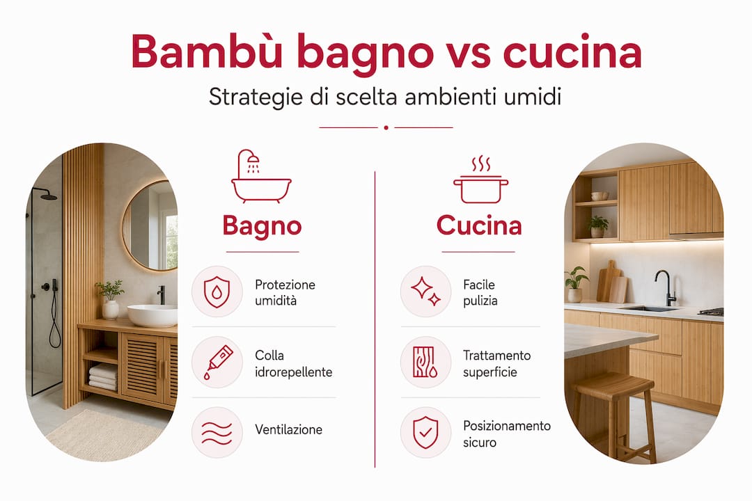 Infografica: come scegliere il bambù ideale per bagno e cucina – criteri a confronto