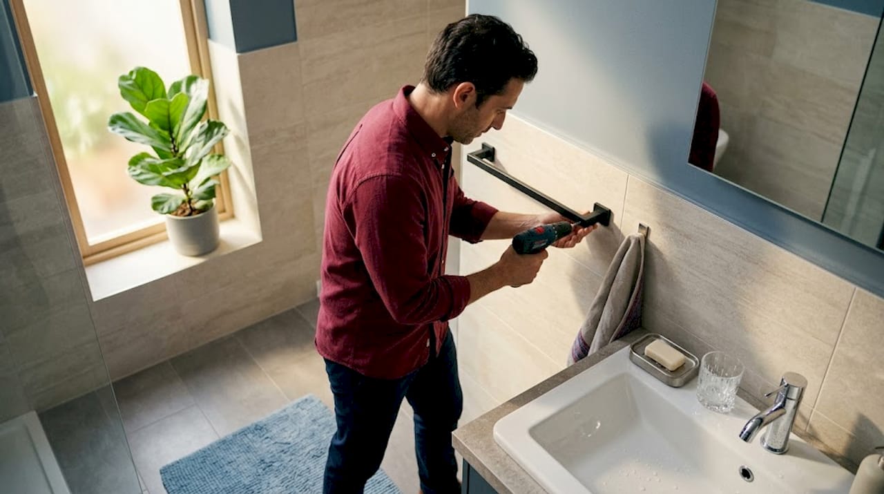 Installazione di accessori per il bagno dal design moderno e minimal, per uno stile elegante e funzionale.