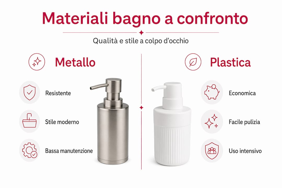 Infografica: confronto tra i materiali per gli accessori da bagno