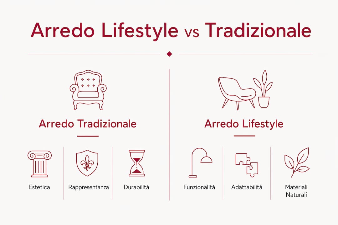 Infografica: confronto tra arredo tradizionale e soluzioni lifestyle