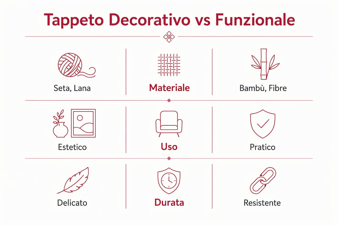 Infografica: differenze tra tappeto ornamentale e tappeto pratico