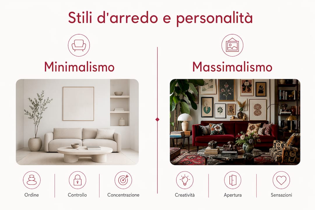 Infografica che mette a confronto lo stile minimalista e quello massimalista