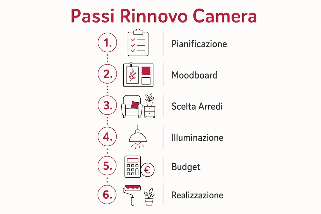 Infografica: tutti i passaggi per rinnovare la tua camera da letto