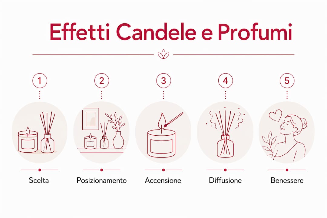 Infografica: tutti i passaggi fondamentali per un utilizzo ottimale di candele e profumi