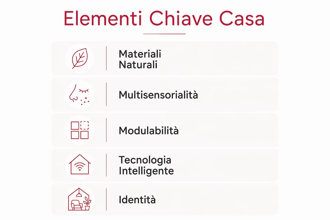 Infografica con i punti salienti di una casa pensata per vivere esperienze uniche