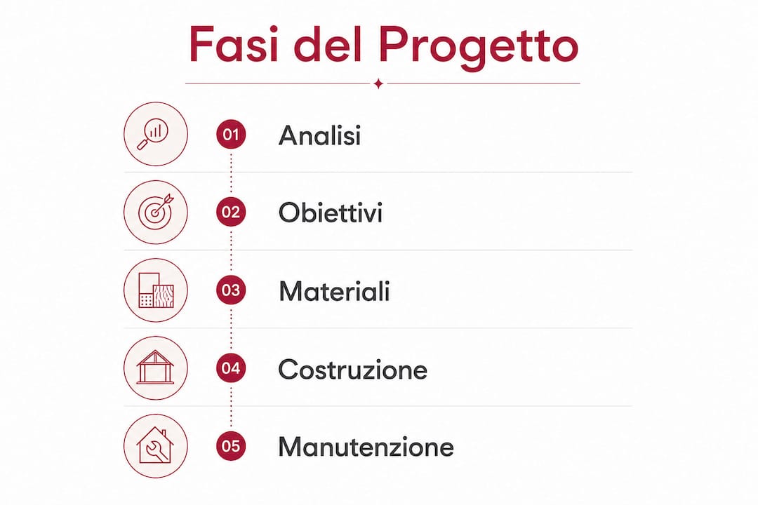 Infografica che illustra le varie fasi di un progetto di design rigenerativo