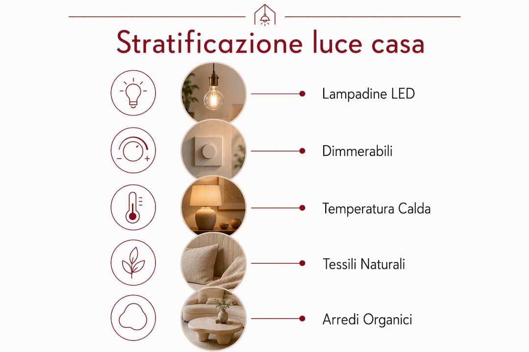 Infografica: come creare atmosfere accoglienti con la giusta combinazione di luci e dettagli decorativi caldi