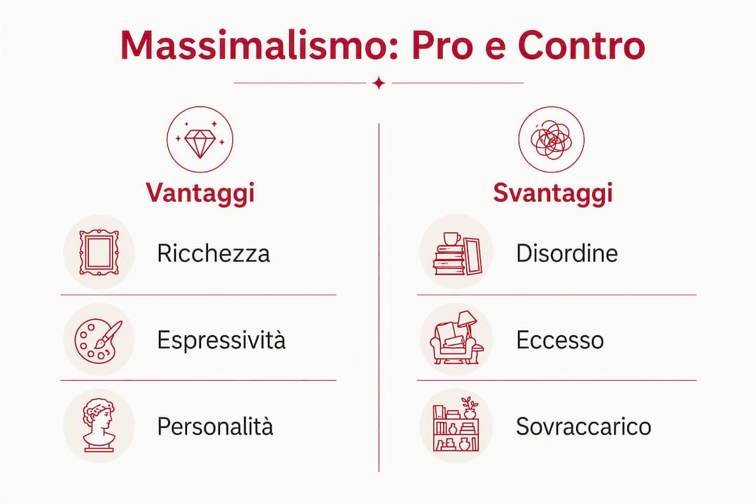 Infografica: pro e contro dello stile decorativo massimalista