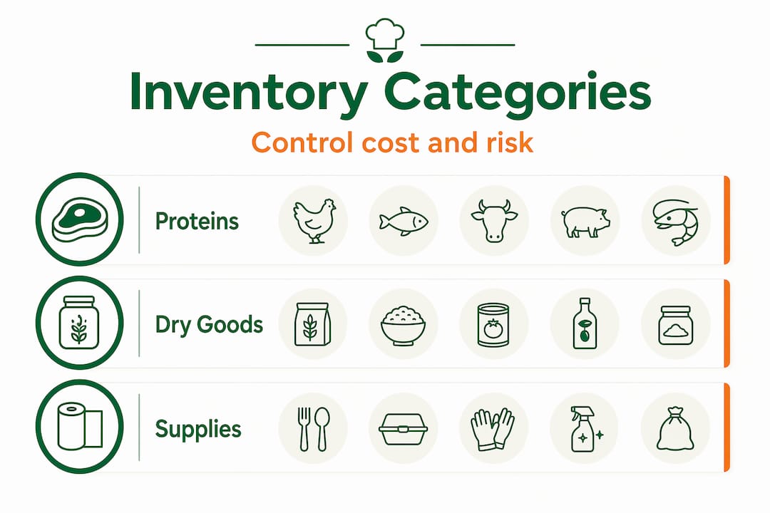Infographic shows inventory hierarchy for fish and chips
