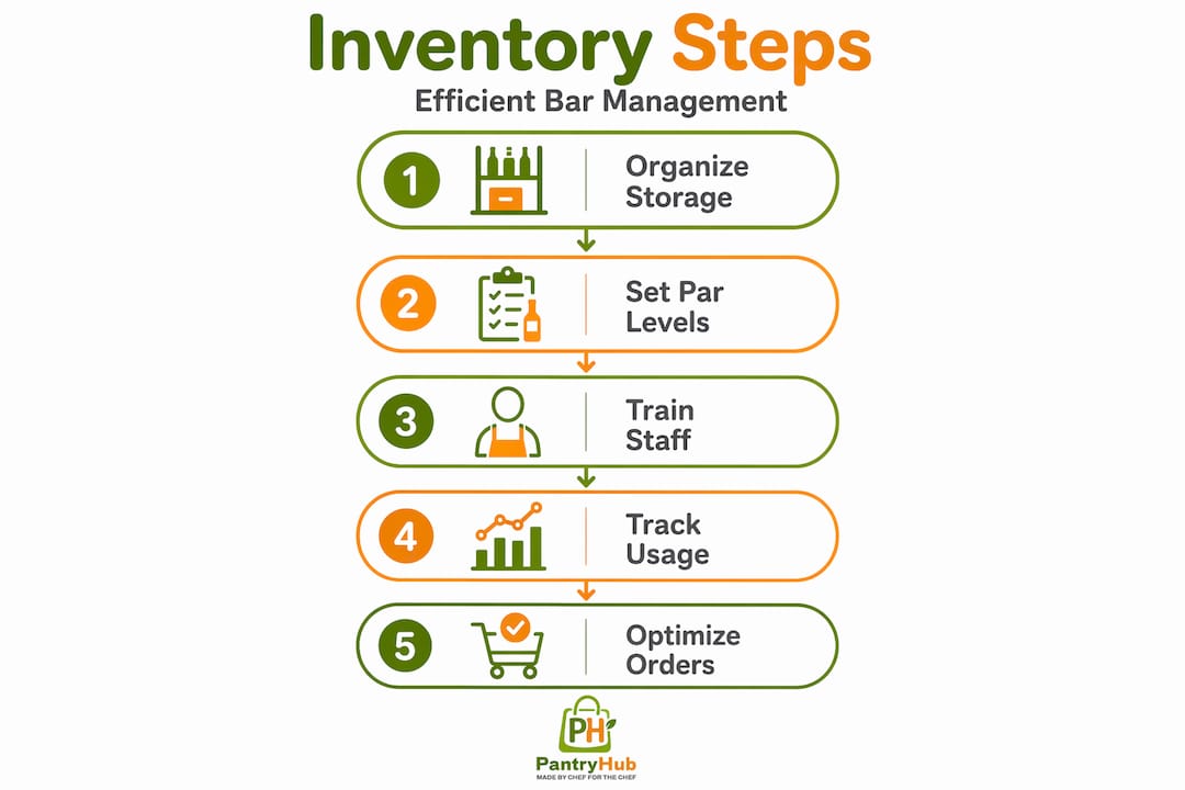Infographic showing key bar inventory steps
