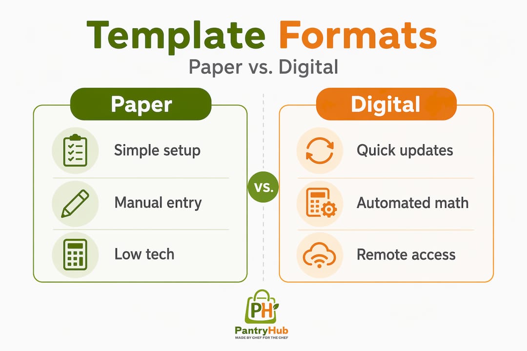 Infographic comparing paper and digital inventory formats
