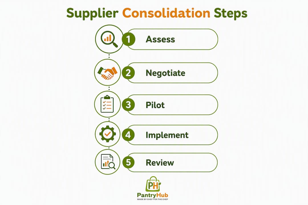 Infographic showing supplier consolidation steps