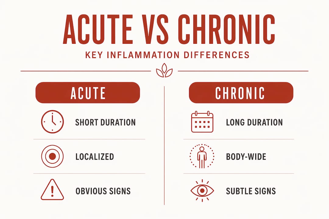 Infographic comparing acute and chronic inflammation features
