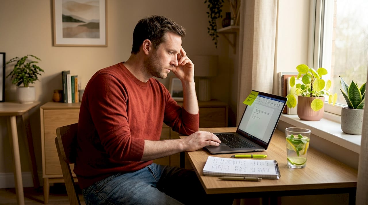 Man with brain fog at shared workspace
