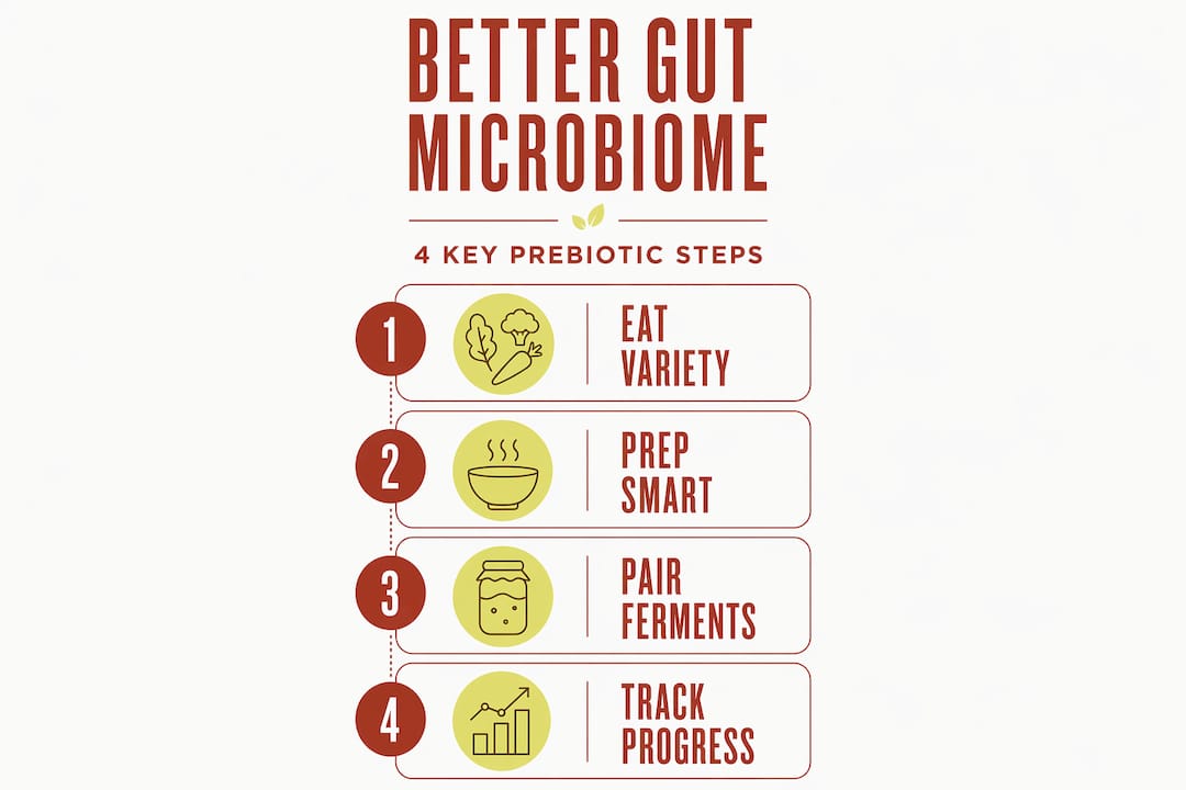 Infographic showing four steps for gut health