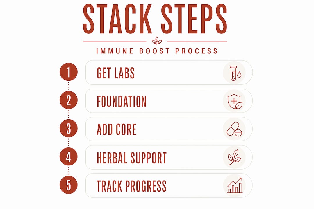 Infographic shows immune stack steps flowchart