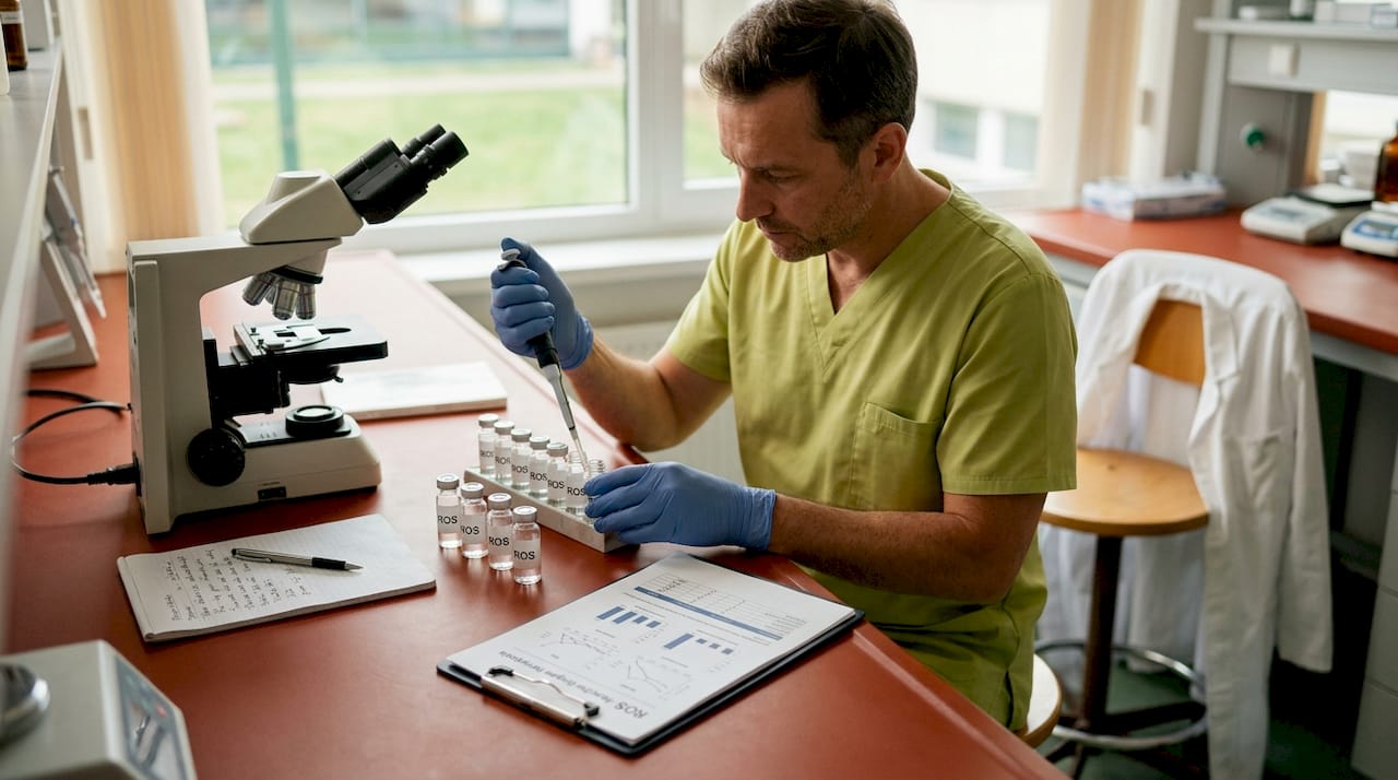 Lab technician handling ferroptosis diabetes samples