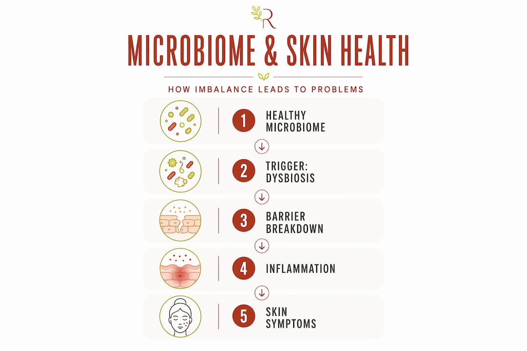 Infographic on microbiome imbalance and skin stages