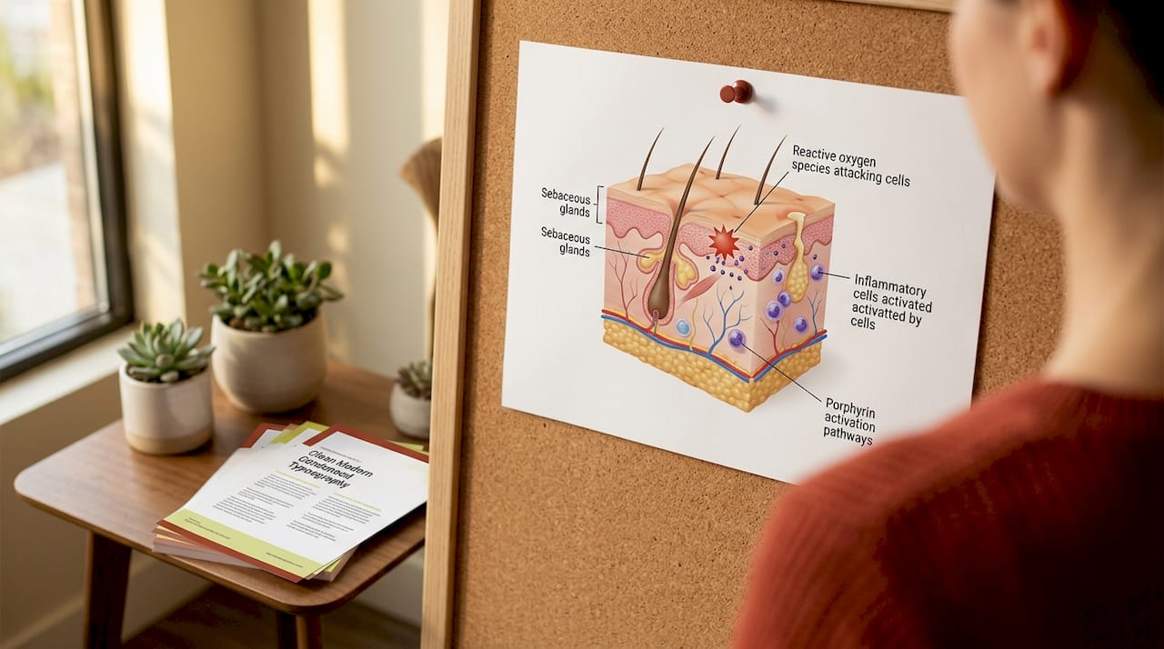 Educational skin inflammation infographic on clinic wall