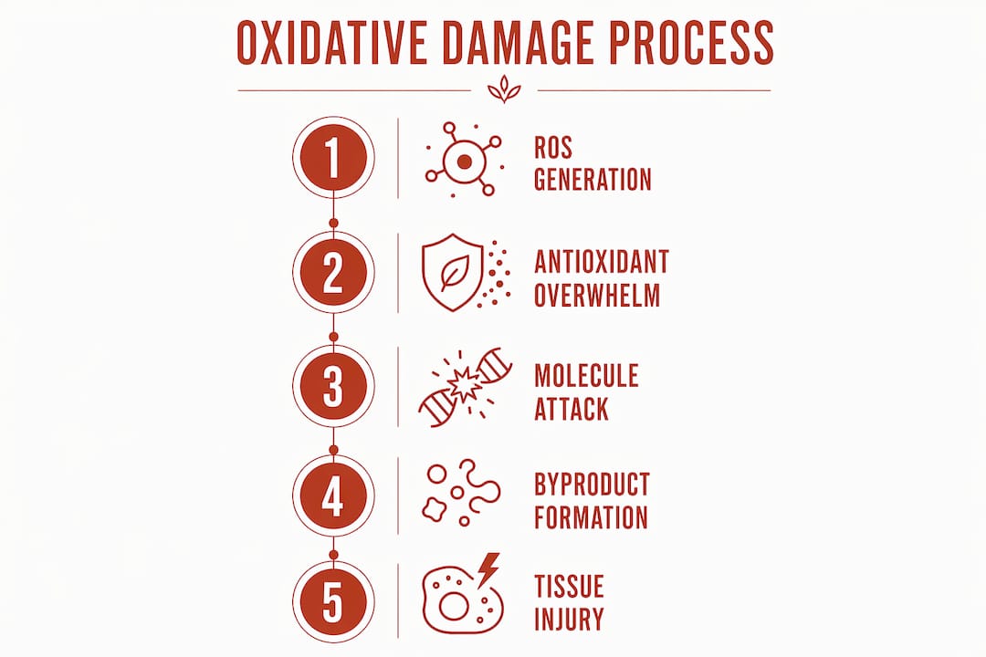 Infographic showing stages of oxidative damage