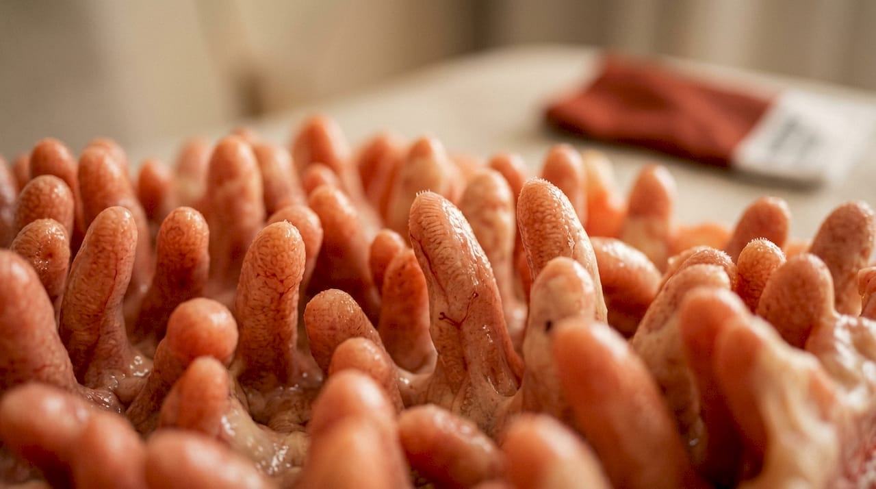 Close-up image of healthy intestinal villi