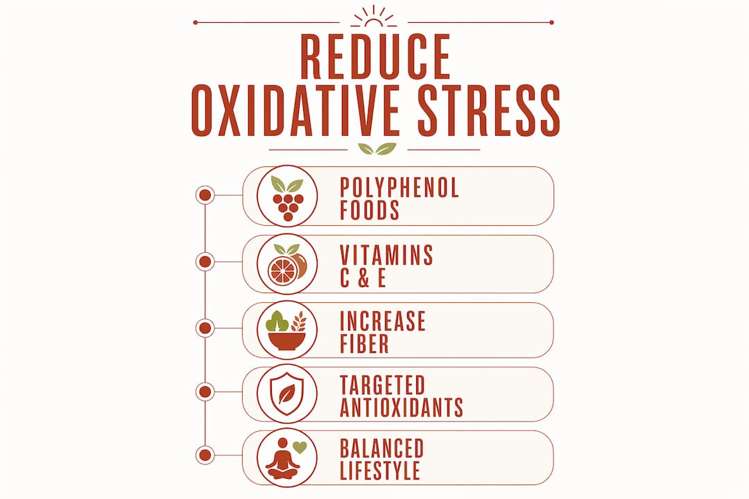 Infographic showing steps to reduce oxidative stress