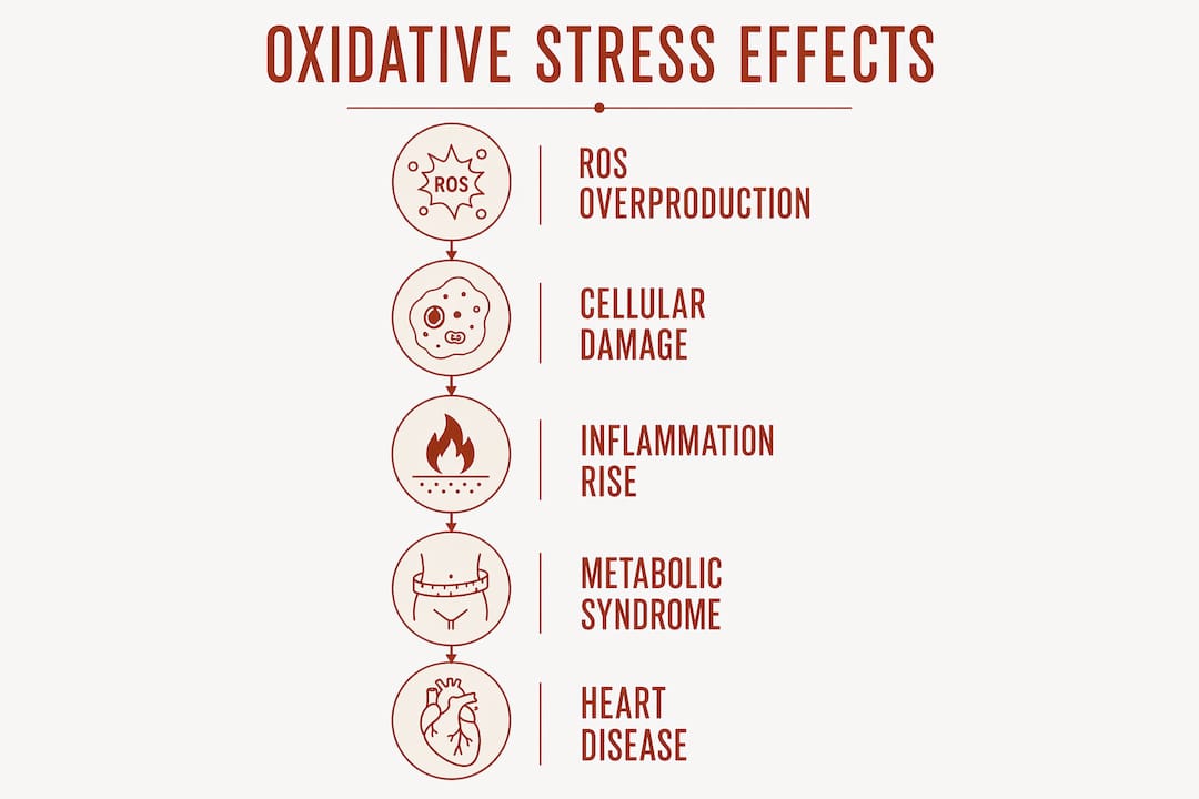 Infographic showing oxidative stress effects in stages