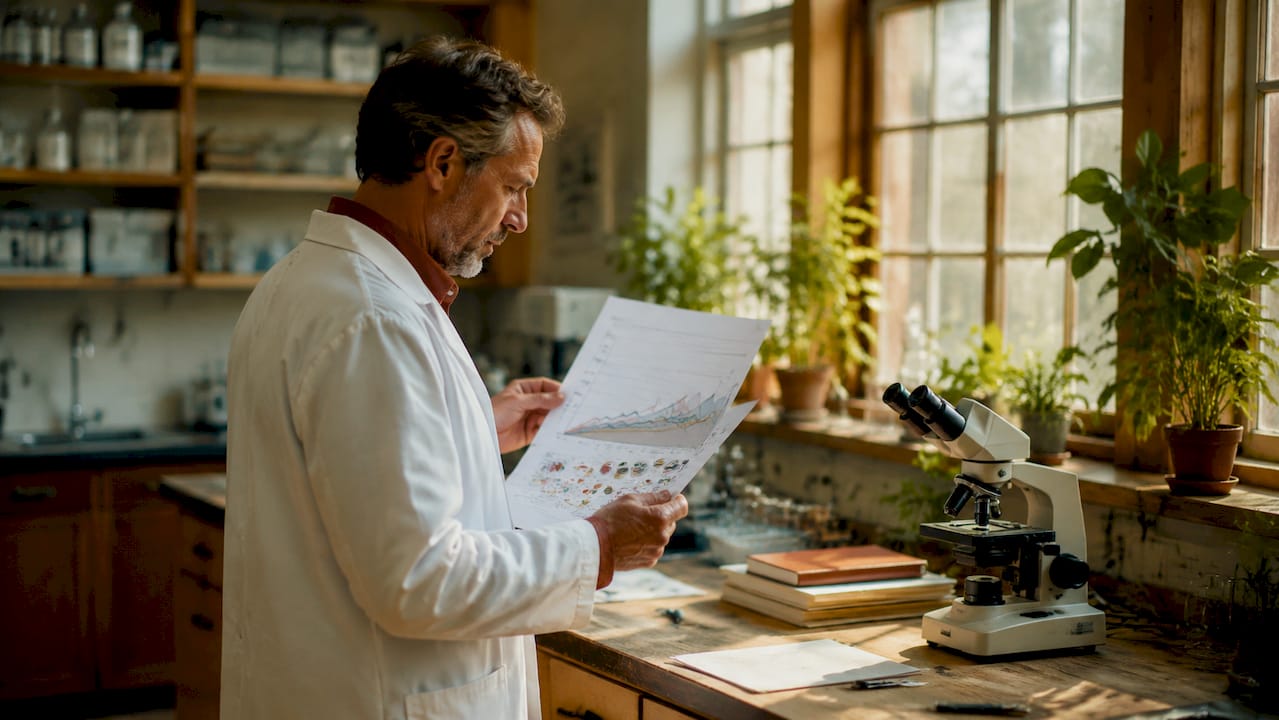 Scientist analyzing gut microbiome diversity data