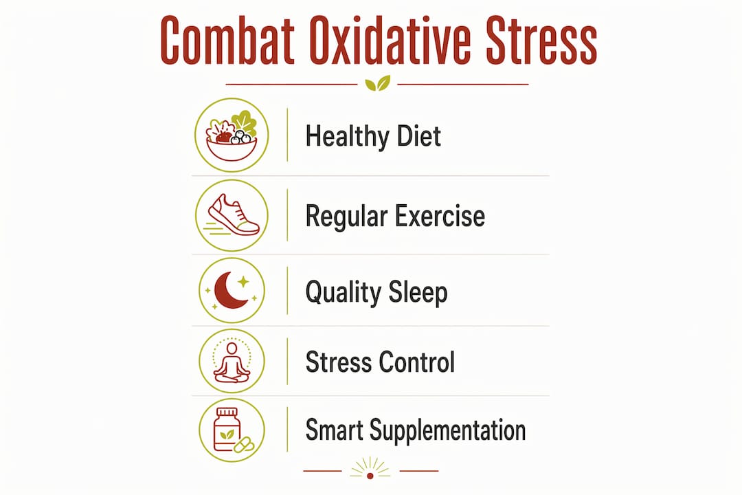Infographic on steps to combat oxidative stress