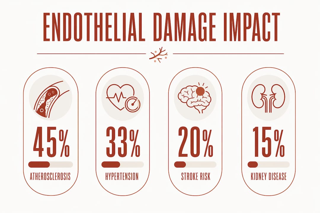 Infographic showing major clinical effects of endothelial damage