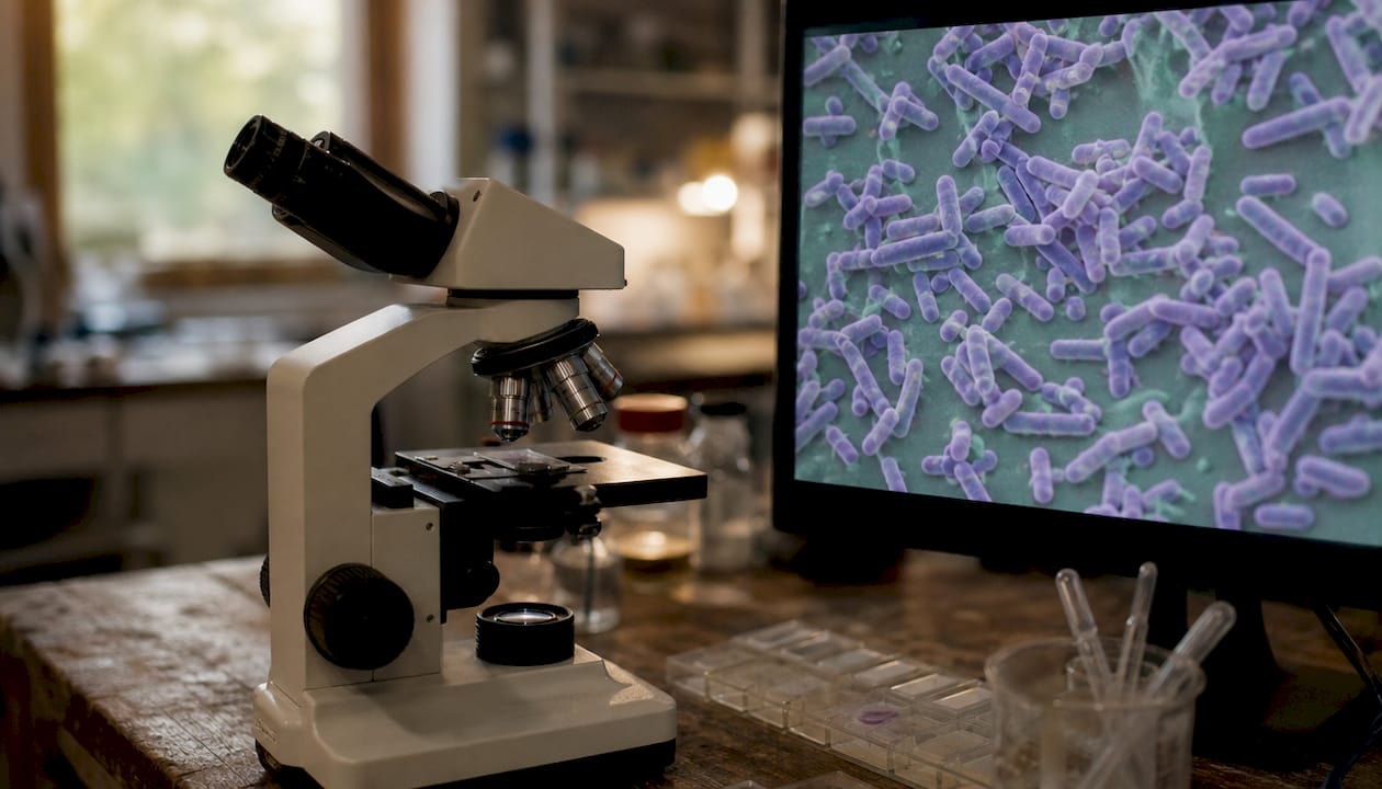 Microscopic view of Bacteroides bacteria cluster