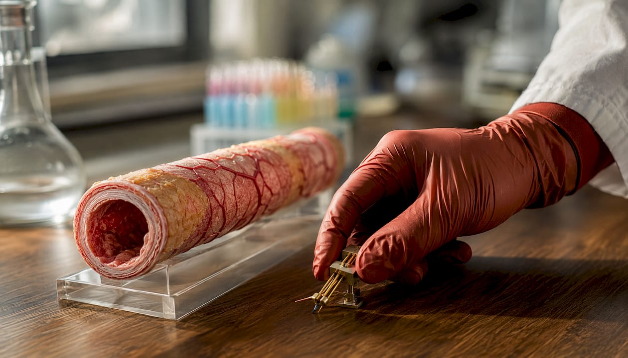 Close-up arterial tissue and molecular research probe