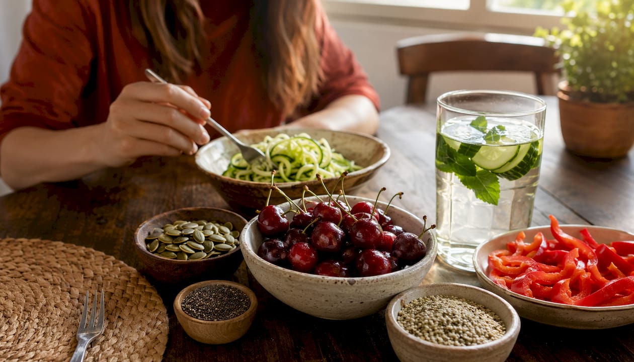 Top-down view of antioxidant rich foods