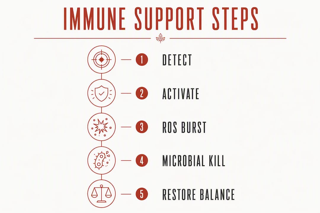Infographic illustrating immune support process steps