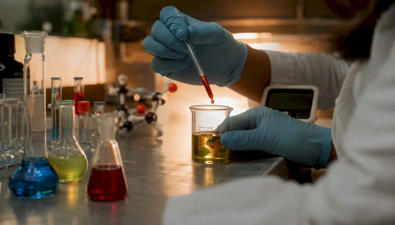 Scientist pipetting in lipid peroxidation assay