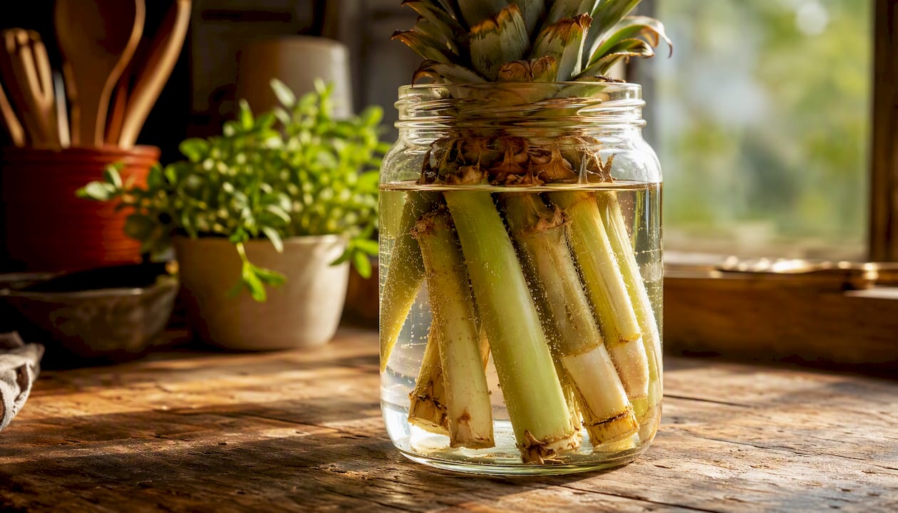 Pineapple stems soaking for enzyme extraction