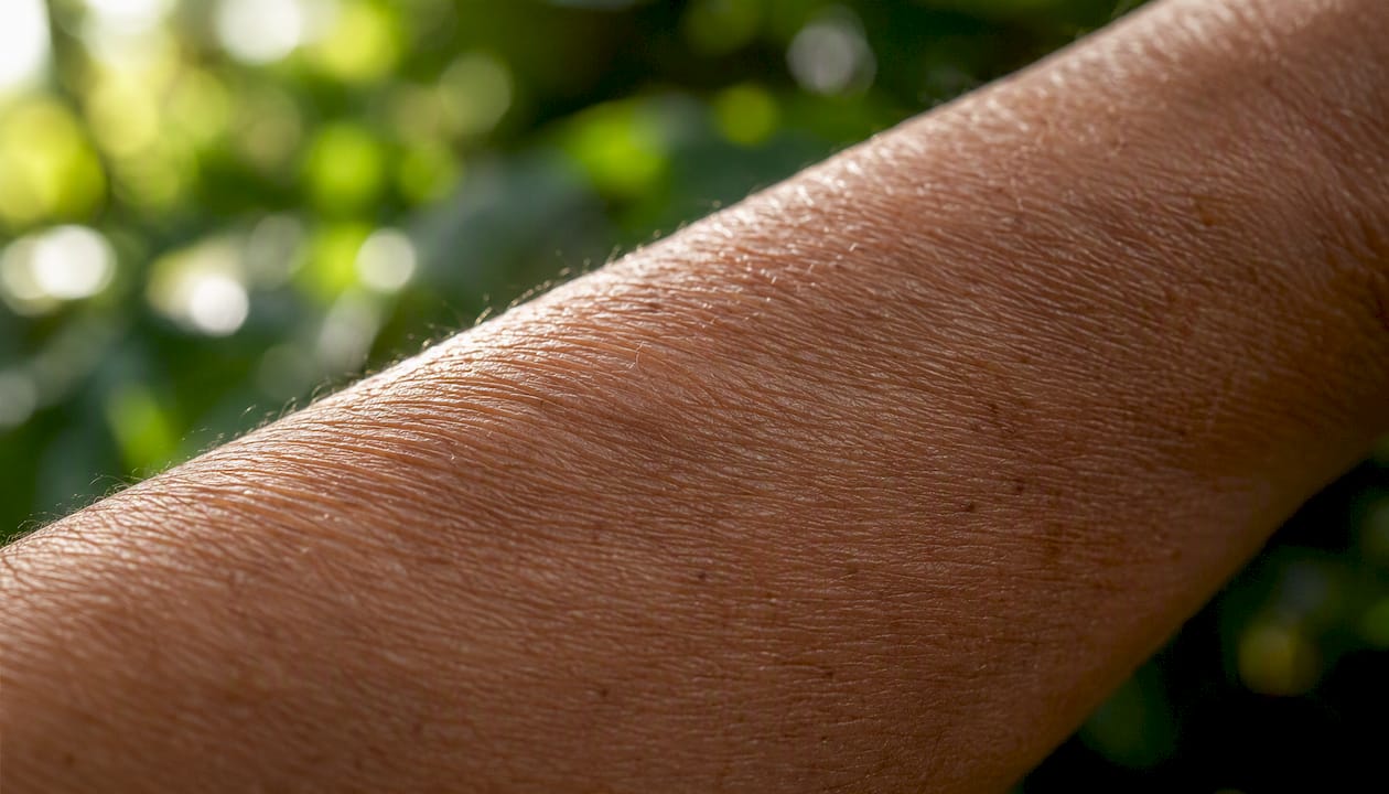 Close-up of aging skin texture
