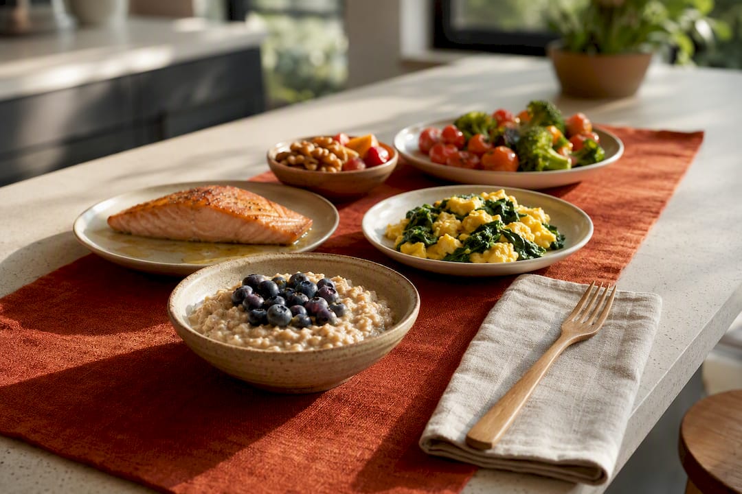 Healthy antioxidant meals displayed on table