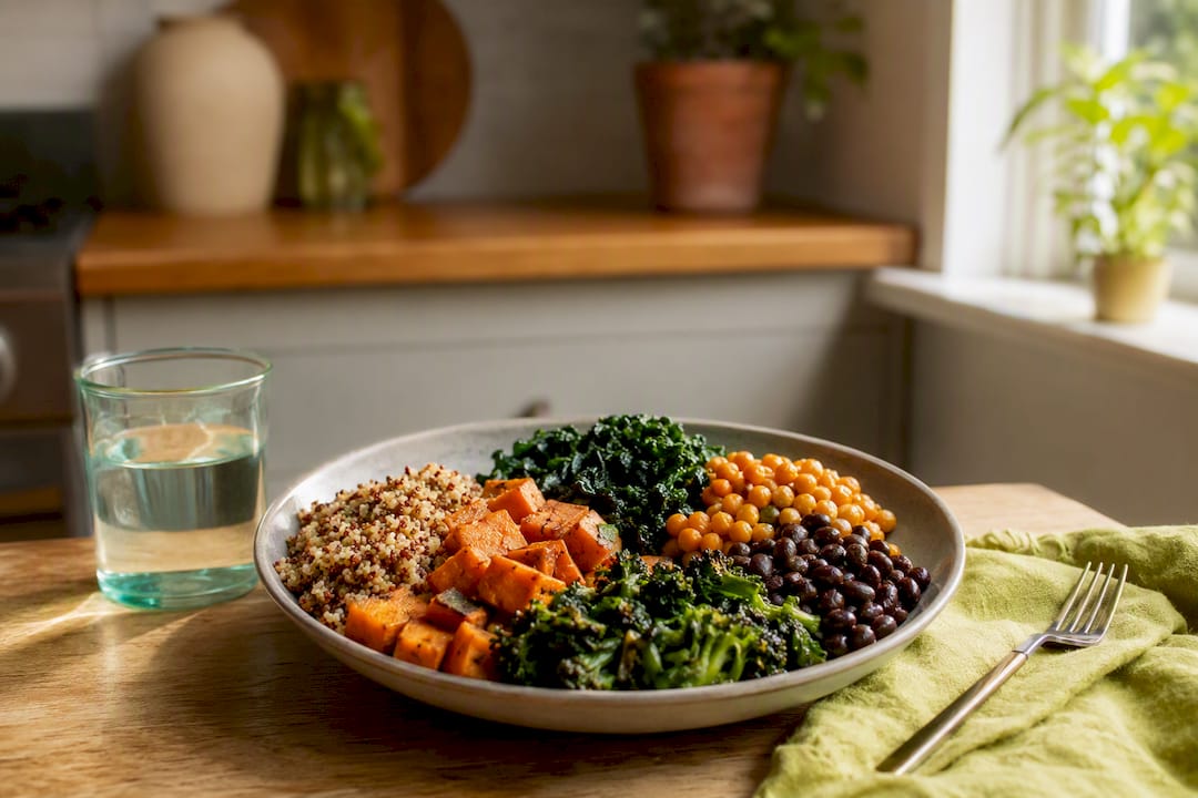 High fiber foods plate for gut health
