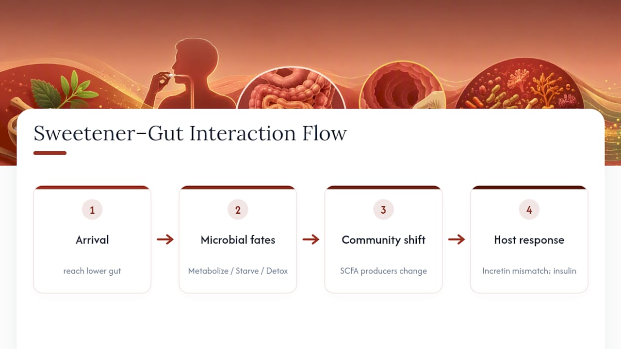 How Sweeteners Actually Interact With Your Gut Bacteria — overview diagram